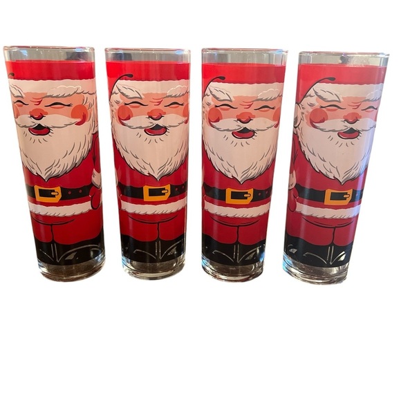 Georges Briard  Vintage 1950s Santa Highball Glasses NEW Set of 4 - 13 oz Retro - Picture 1 of 8
